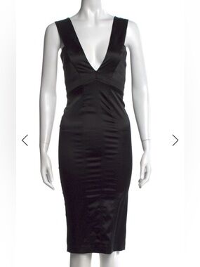 Super SEXY Roberto Cavalli Black Plunge V-Neck Midi Dress - 🔥🔥🔥